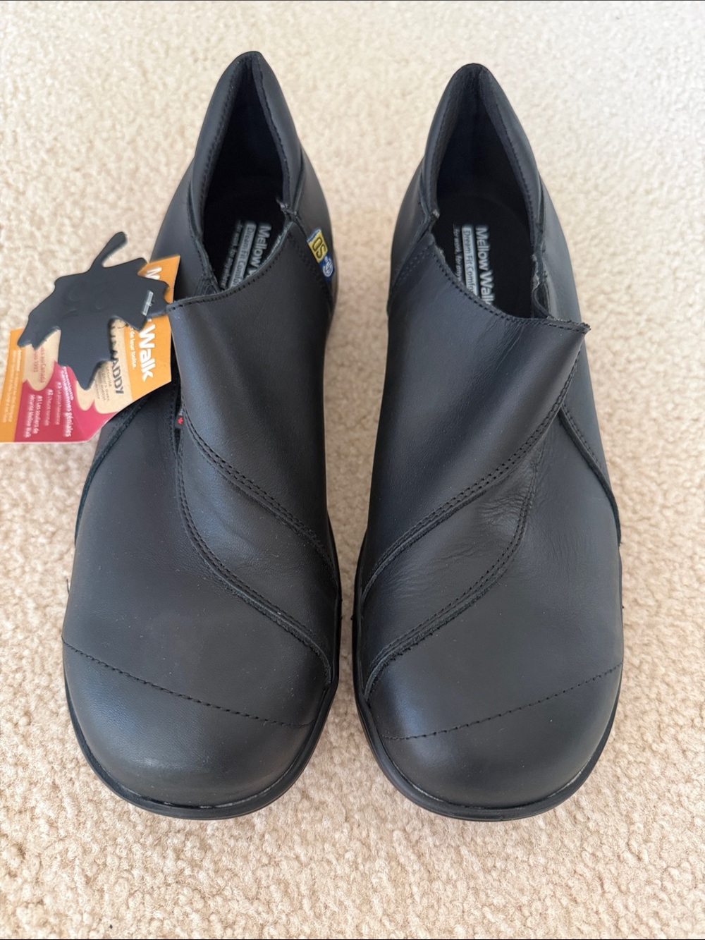 Mephisto Black Leather Slip-On Women's Shoes